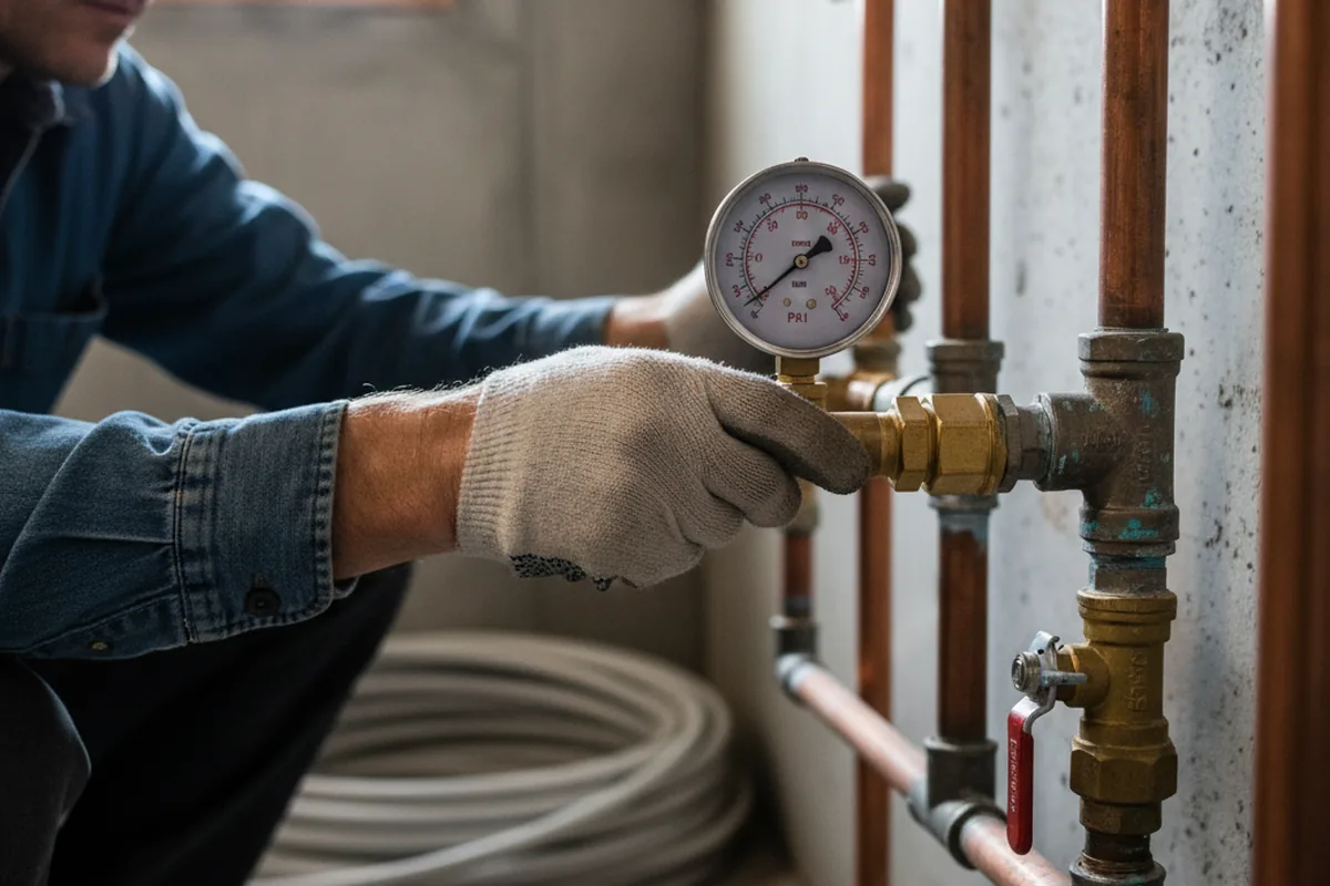 Pressure testing a repaired line during Water Line Repair in Gordonville